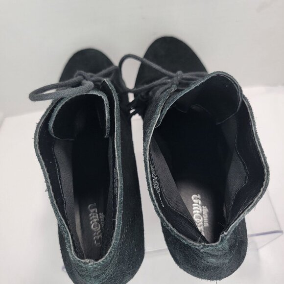 Crown Vintage Boots Womens 9.5 M Spark Black Leather Wedge Ankle Bootie Casual - Picture 9 of 12